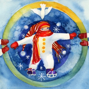 Skating Mandala Watercolor by Amy Hautman
